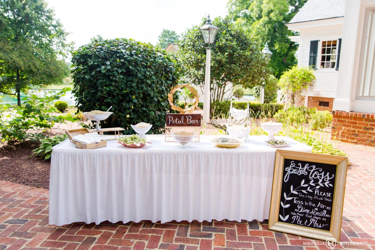 Petal Bar Nc wedding, Rose hill, Table decorations